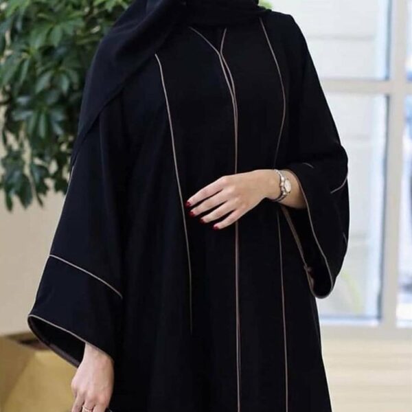 Classic Black Lace Nida Abaya – Elegant Modest Wear with Lace Accents