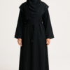 Classic Black Lace Abaya – Elegant Modest Wear with Stone Work