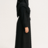 Classic Black Lace Abaya – Elegant Modest Wear with Stone Work